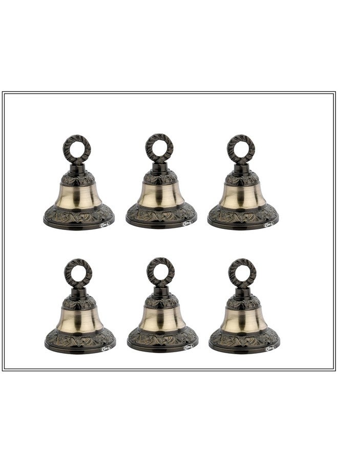 Chitra Brass Classic BDB-05 Decorative Bell for Pooja Rooms,Halls,Mandir (Antique Marvel Finish, 50mm) Pack of 6 - Image 1