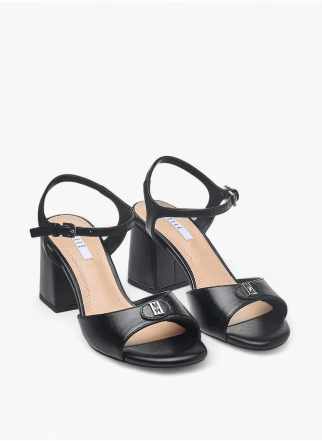 ELLE Womens Logo Accent Sandals With Block Heels And Buckle Closure Ramadan Collection