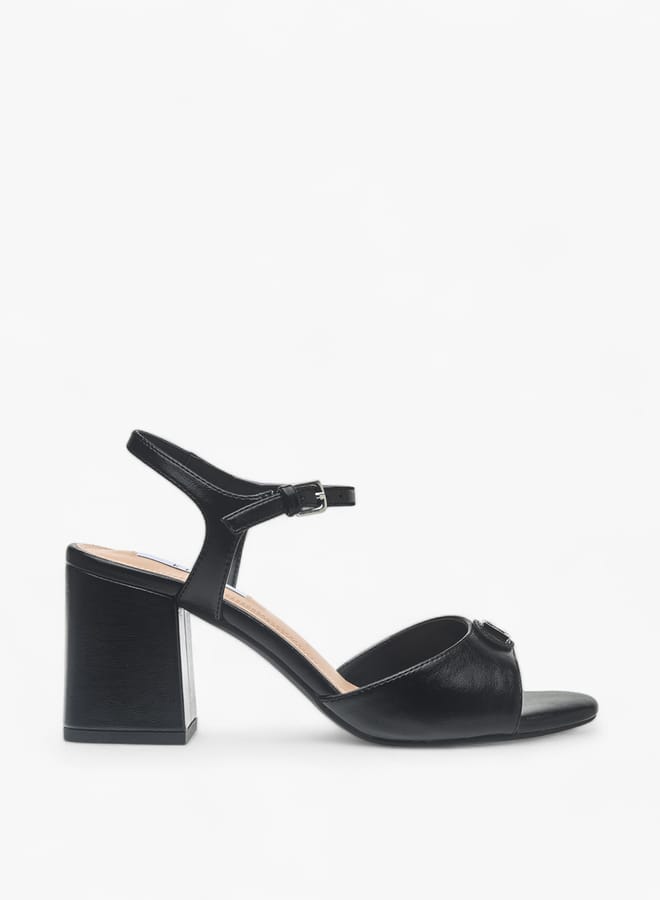 ELLE Womens Logo Accent Sandals With Block Heels And Buckle Closure  - Image 3