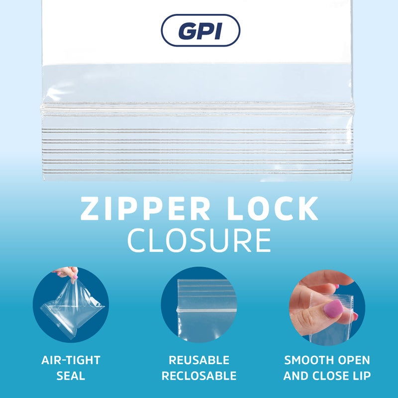GPI - 4" x 6" - Bulk Pack of 100, 4 Mil Thick, Heavy Duty, Clear Plastic Reclosable Zip Bags, With Write-on White Block for Labeling, Strong & Durable Poly Baggies With Resealable Zipper Top Lock. - Image 4