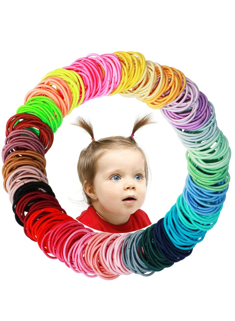 شواي ربطات شعر للأطفال، إكسسوارات حامل ذيل حصان رفيعة متعددة الألوان للبنات، قطر 2 سم، 200 قطعة - Image 1