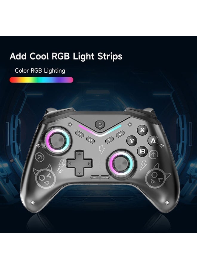 هوجفتس تحكم ألعاب بلوتوث لاسلكي بتقنية هول، عصا تحكم قابلة للبرمجة مع إضاءة RGB واهتزاز مزدوج وجيروسكوب سداسي المحاور، متوافق مع NS والكمبيوتر وأندرويد وآي أو إس - Image 2