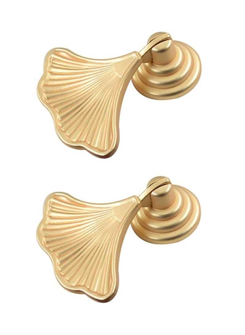 Oasisgalore 2Pcs Furniture Knob Handles Pull Handle Fashion Ginkgo Leaf Shape Dresser Knobs for Cabinet Door Drawer  - Image 1