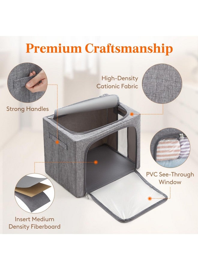 Lifewit Lifewit Clothes Storage Bins with Metal Frame, Stackable Storage Box, Foldable Clothing Storage Bins with Lids, 40L Storage Bags Fabric Box Organizer with Clear Window＆ Zippers＆ Sturdy Handles 4 Pack - Image 2