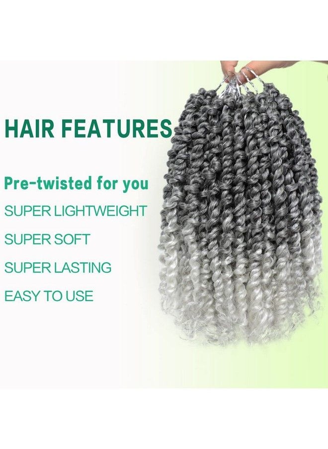 Violet - Passion Twist Hair 10 Inch Ombre Passion Twist Crochet Hair 8 Packs Pre Looped Spring Twist Hair Curly Crochet Hair For Black Women Curly Braiding Hair Synthetic Hair Extensions(1B/Grey) - Image 1