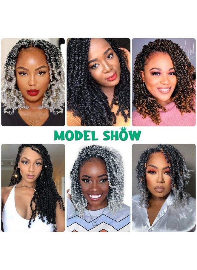 Violet - Passion Twist Hair 10 Inch Ombre Passion Twist Crochet Hair 8 Packs Pre Looped Spring Twist Hair Curly Crochet Hair For Black Women Curly Braiding Hair Synthetic Hair Extensions(1B/Grey) - Image 1