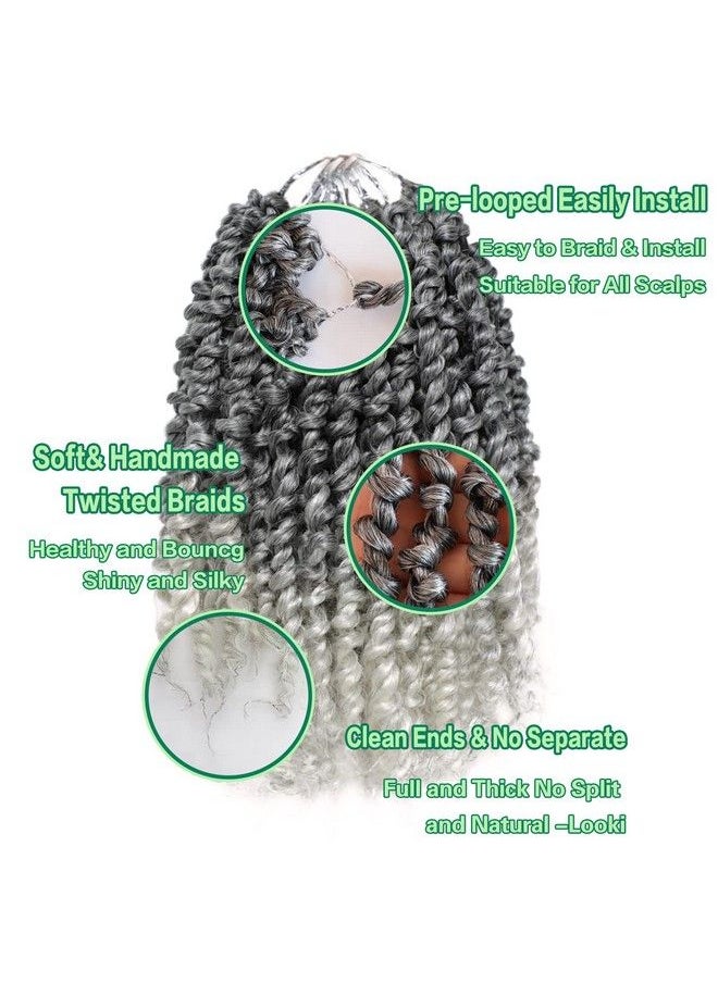 Violet - Passion Twist Hair 10 Inch Ombre Passion Twist Crochet Hair 8 Packs Pre Looped Spring Twist Hair Curly Crochet Hair For Black Women Curly Braiding Hair Synthetic Hair Extensions(1B/Grey) - Image 1