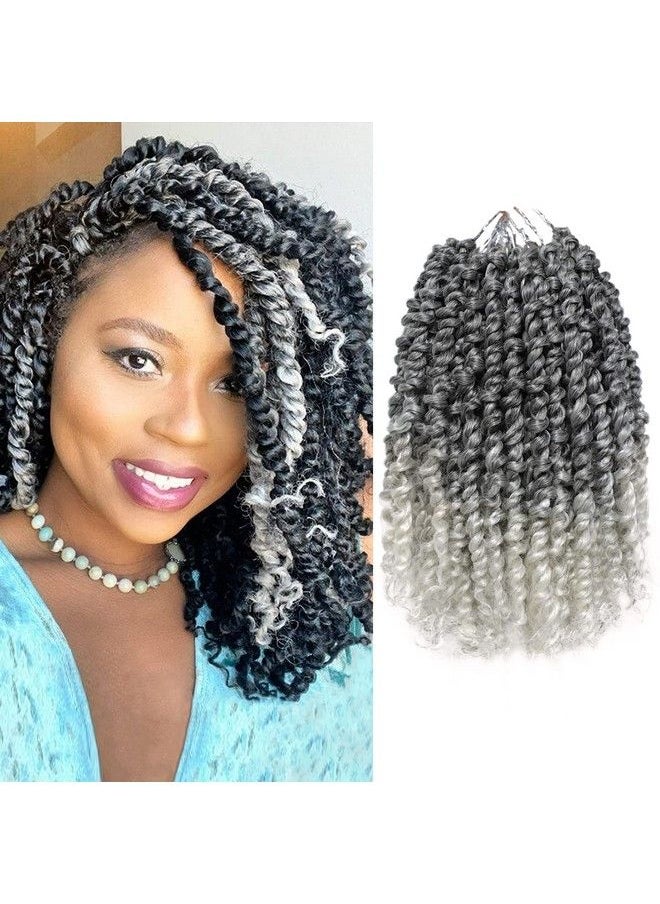 Violet - Passion Twist Hair 10 Inch Ombre Passion Twist Crochet Hair 8 Packs Pre Looped Spring Twist Hair Curly Crochet Hair For Black Women Curly Braiding Hair Synthetic Hair Extensions(1B/Grey) - Image 1