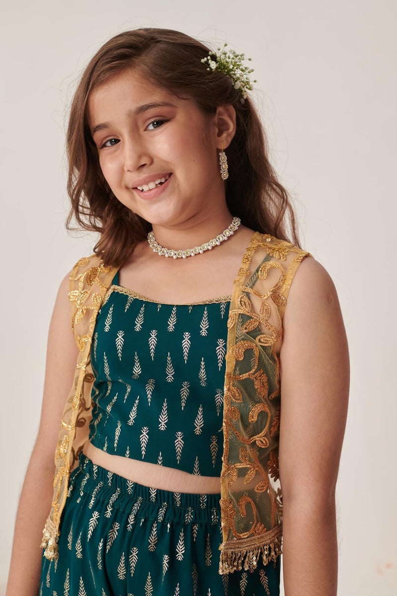 Pspeaches Girls Floral Printed Regular Top with Sharara (4-5Years) - Image 2
