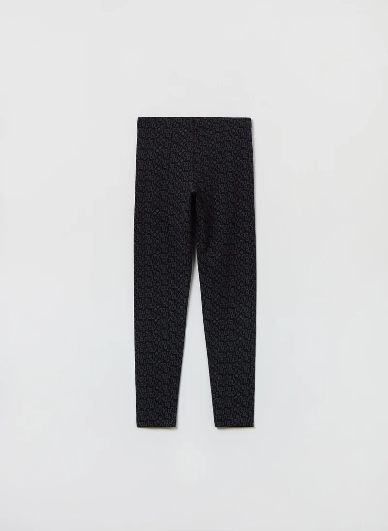 او في اس OVS Printed Stretch Cotton Leggings