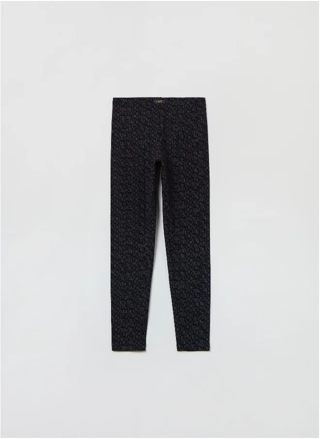 او في اس OVS Printed Stretch Cotton Leggings