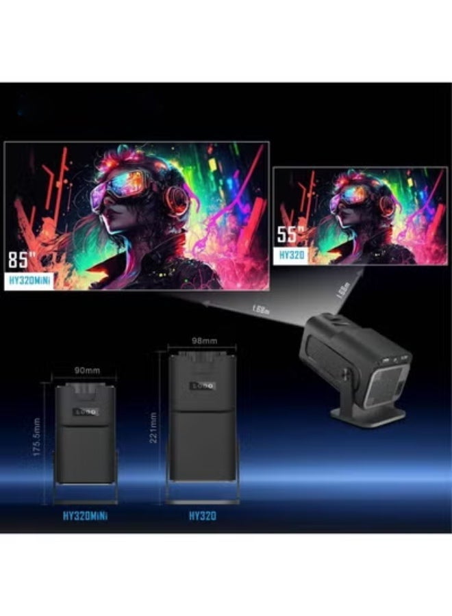 Neutral HY320 MINI Upgraded Wifi6 BT5.0 Android 11.0, 1080P FHD HY320 Film Projector Compatible with 4K,  Automatic Keystone Projector, 180 Degree Rotation,8000+ Apps - Image 4