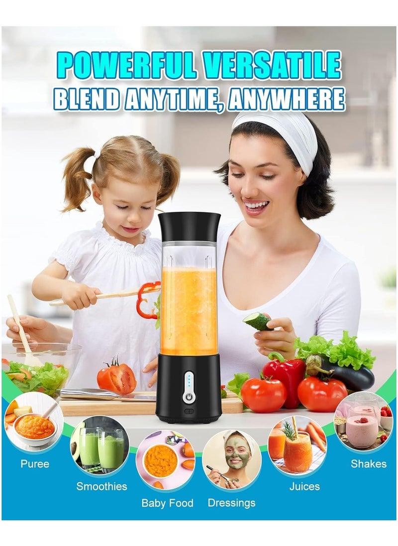 XVersion - Portable Blender 500ML, Smoothie Blender, Portable Juicer Blender Smoothie Maker, Mini blender, High Speed 6-Blades for Office,Gym,Outdoor,Home,Travel,Baby Food Blender - Black - Image 1