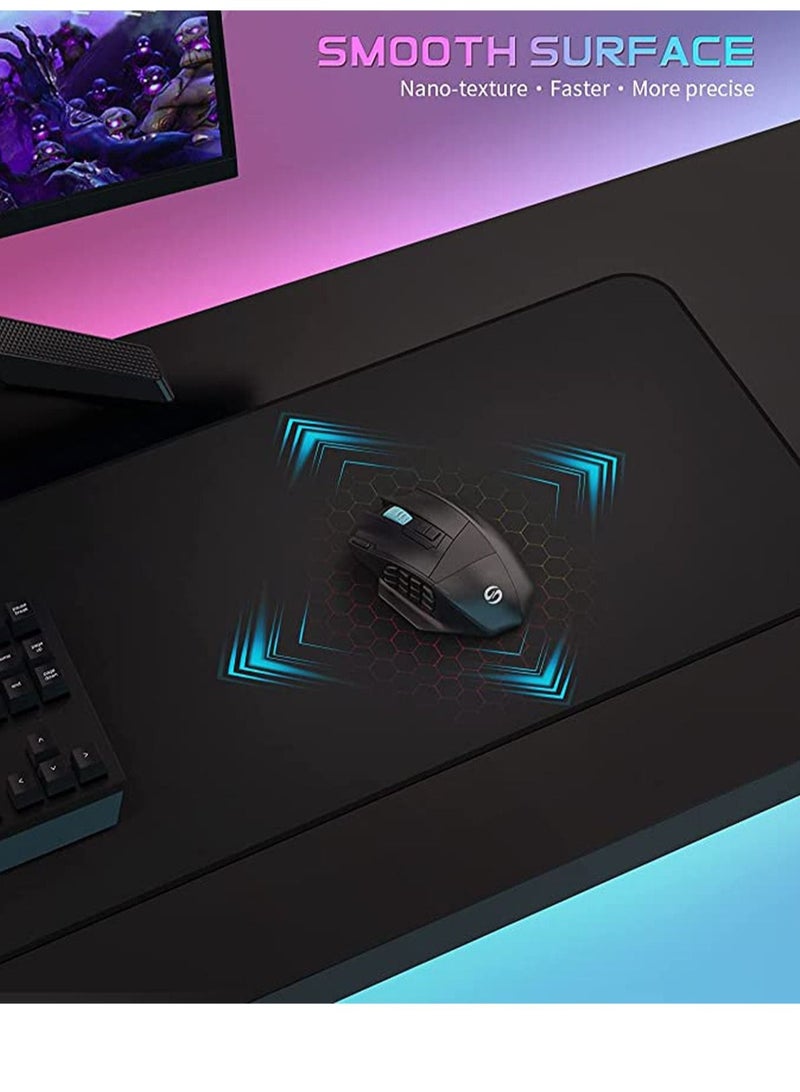 كابتن تيك لوحة ماوس الألعاب ، لوحة ماوس كبيرة ممتدة مع قماش منسوج دقيق للغاية ، لوحة لوحة مفاتيح مقاومة للماء مع حواف مخيطة ، قاعدة مانعة للانزلاق ، 31.5 × 11.8 بوصة ، أسود - Image 5