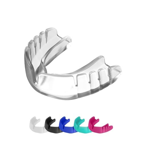 OPRO Snap-Fit Instant Level Mouth Guard – Quick Protection Mouthguard for Lacrosse, jiu Jitsu, Rugby, MMA, Boxing, Wrestling, and Football Mouthpiece – Includes Mouth Guard Case (Adult, Clear) - Image 1