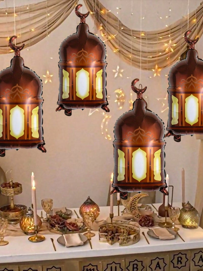 زينه رمضان بالونات بتصميم فوانيس رمضانية للتعليق وتزيين الجدران عدد 4 قطع – زينه رمضان للمنازل و الحفلات - Image 1