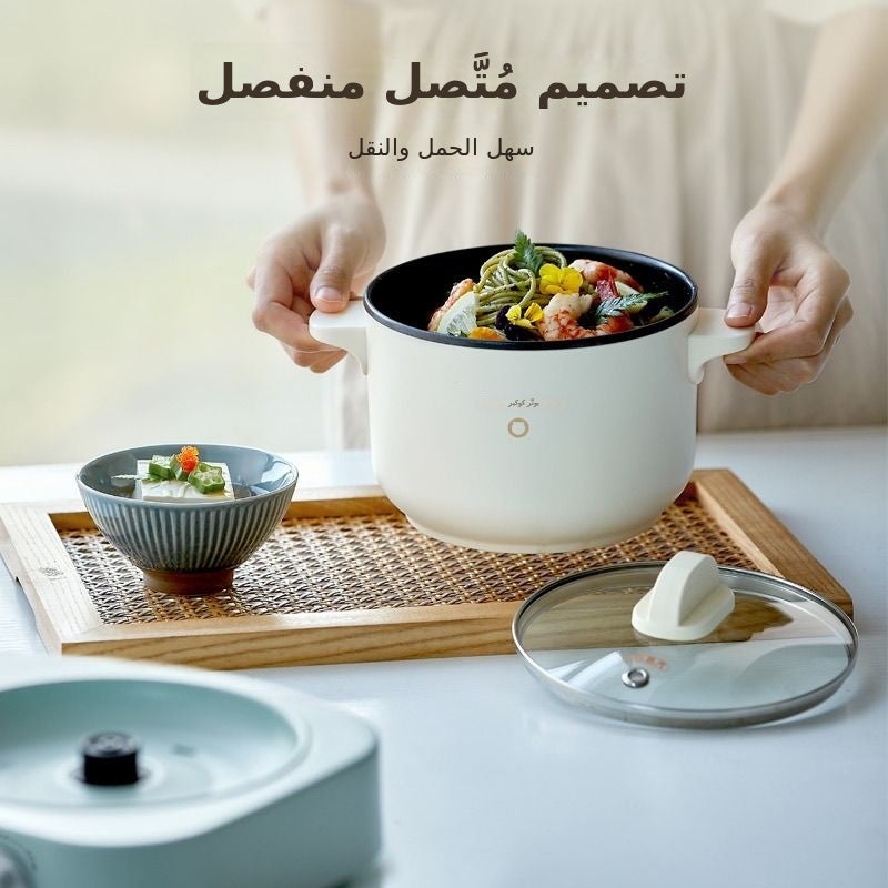 وعاء كهربائي ساخن مزدوج الشعلة من بير – متعدد الوظائف قابل للفصل للاستخدام في السكن الطلابي - Image 4
