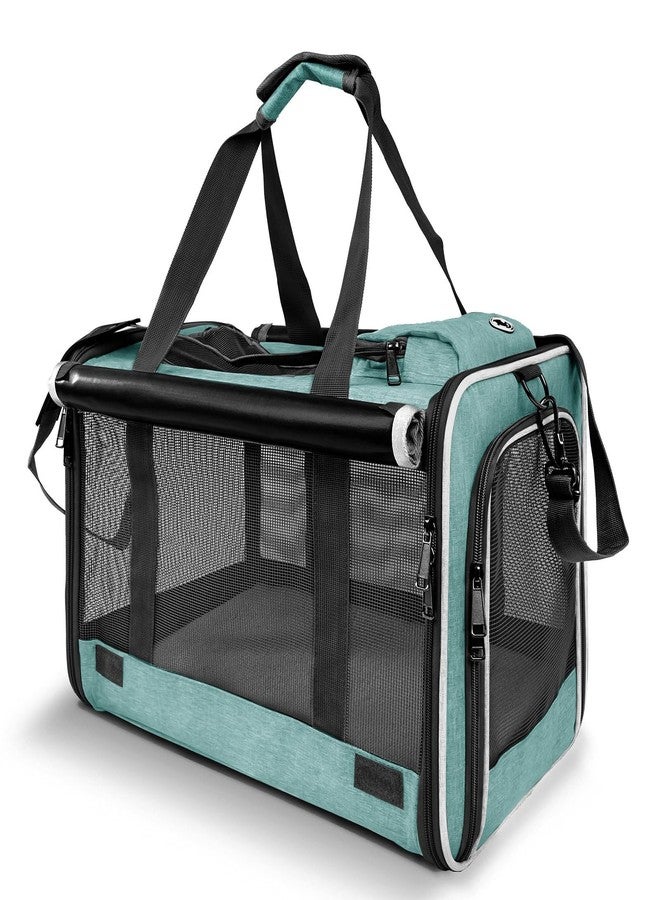 GAPZER Small Dog Carrier for Puppy Yorkshire Softshell Car Transport Chihuahua Carry Cage 18-inch Collapsible Doggie Vet Visit Crate Easy Load Roomy Pet Carrier Bag Kennel Dog Essentials Teal - Image 1