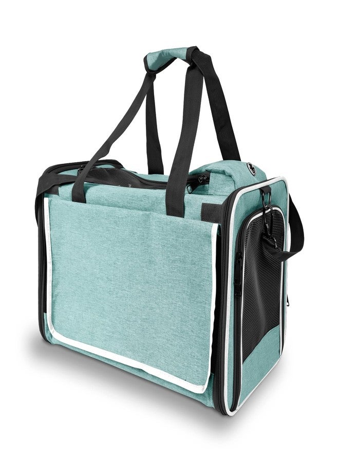 GAPZER Small Dog Carrier for Puppy Yorkshire Softshell Car Transport Chihuahua Carry Cage 18-inch Collapsible Doggie Vet Visit Crate Easy Load Roomy Pet Carrier Bag Kennel Dog Essentials Teal - Image 2