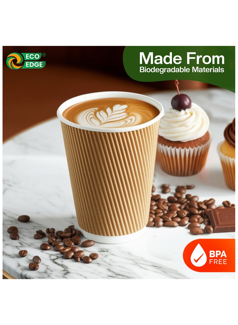 EcoEdge EcoEdge 8 Oz Disposable Heavy-Duty Insulated Paper Cups (Pack of 100) | For Juice, Tea and Latte | Premium, Fancy | For Travel, Parties, Home, Offices, Events, Restaurants Daily Use | 100% Recyclable  - Image 3