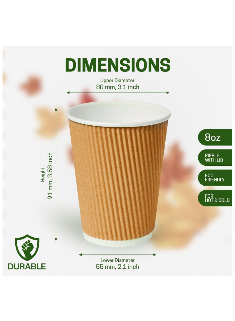 EcoEdge EcoEdge 8 Oz Disposable Heavy-Duty Insulated Paper Cups (Pack of 100) | For Juice, Tea and Latte | Premium, Fancy | For Travel, Parties, Home, Offices, Events, Restaurants Daily Use | 100% Recyclable  - Image 4