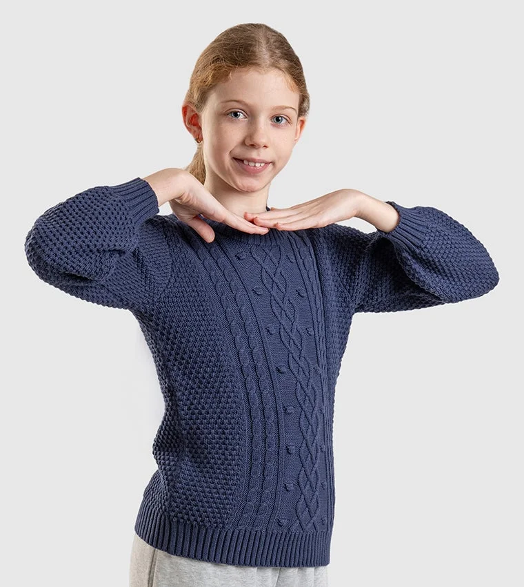 BEVERLY HILLS POLO CLUB Cable Knit Crew Neck Sweater