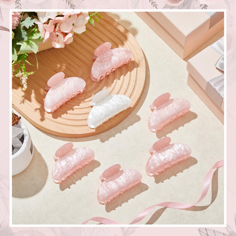 Yuxung 8 Pack Bridesmaid Proposal Gifts Acrylic Hair Claw Clips 3.3 Inch Cute Claw Clips Barrettes Bachelorette Party Wedding Bridal Bridesmaid Women Girls Hair Accessories (White&pink) - Image 4