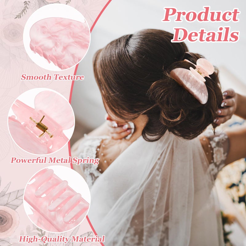 Yuxung 8 Pack Bridesmaid Proposal Gifts Acrylic Hair Claw Clips 3.3 Inch Cute Claw Clips Barrettes Bachelorette Party Wedding Bridal Bridesmaid Women Girls Hair Accessories (White&pink) - Image 3