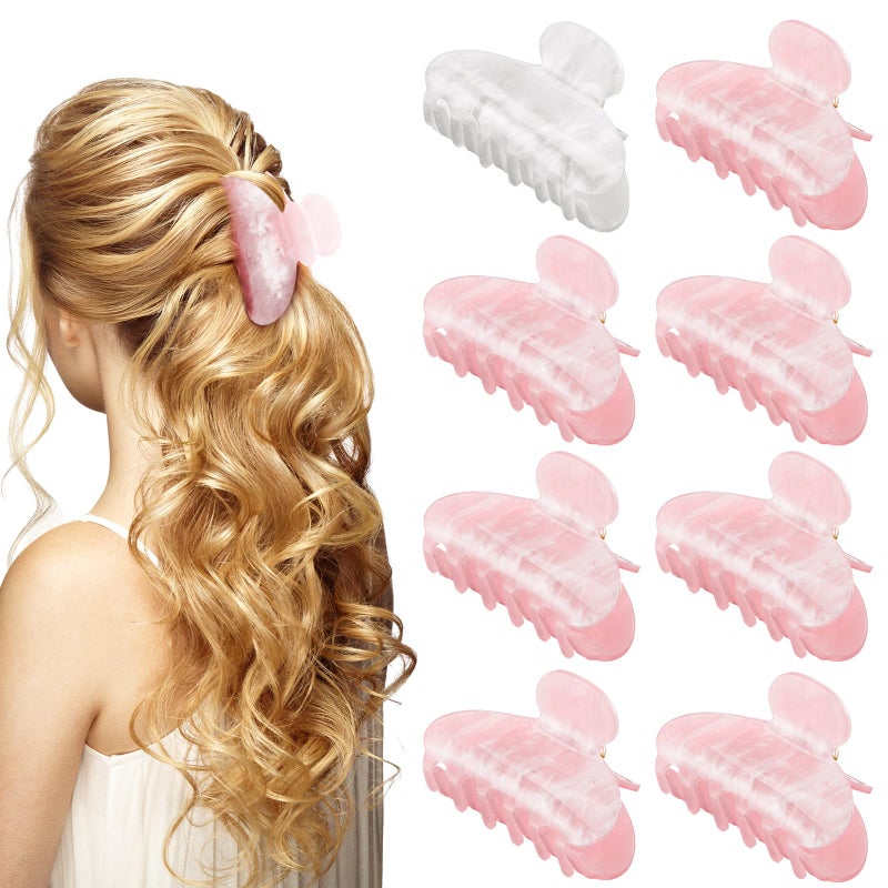 Yuxung 8 Pack Bridesmaid Proposal Gifts Acrylic Hair Claw Clips 3.3 Inch Cute Claw Clips Barrettes Bachelorette Party Wedding Bridal Bridesmaid Women Girls Hair Accessories (White&pink) - Image 1