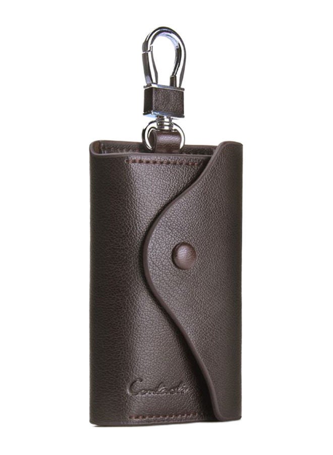 NIBEMINENT 2-Fold Portable Key Ring Attached Casual Wallet Coffee  - Image 1