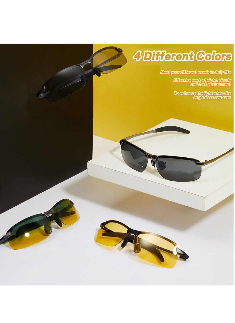 SYOSI - Polarized Sunglasses for Men 4PCS Night Driving Glasses Anti Glare Night Vision TAC Glasses Ultra-Light Sunglasses Polarized for Driving Fishing Outdoor Sports - Image 1