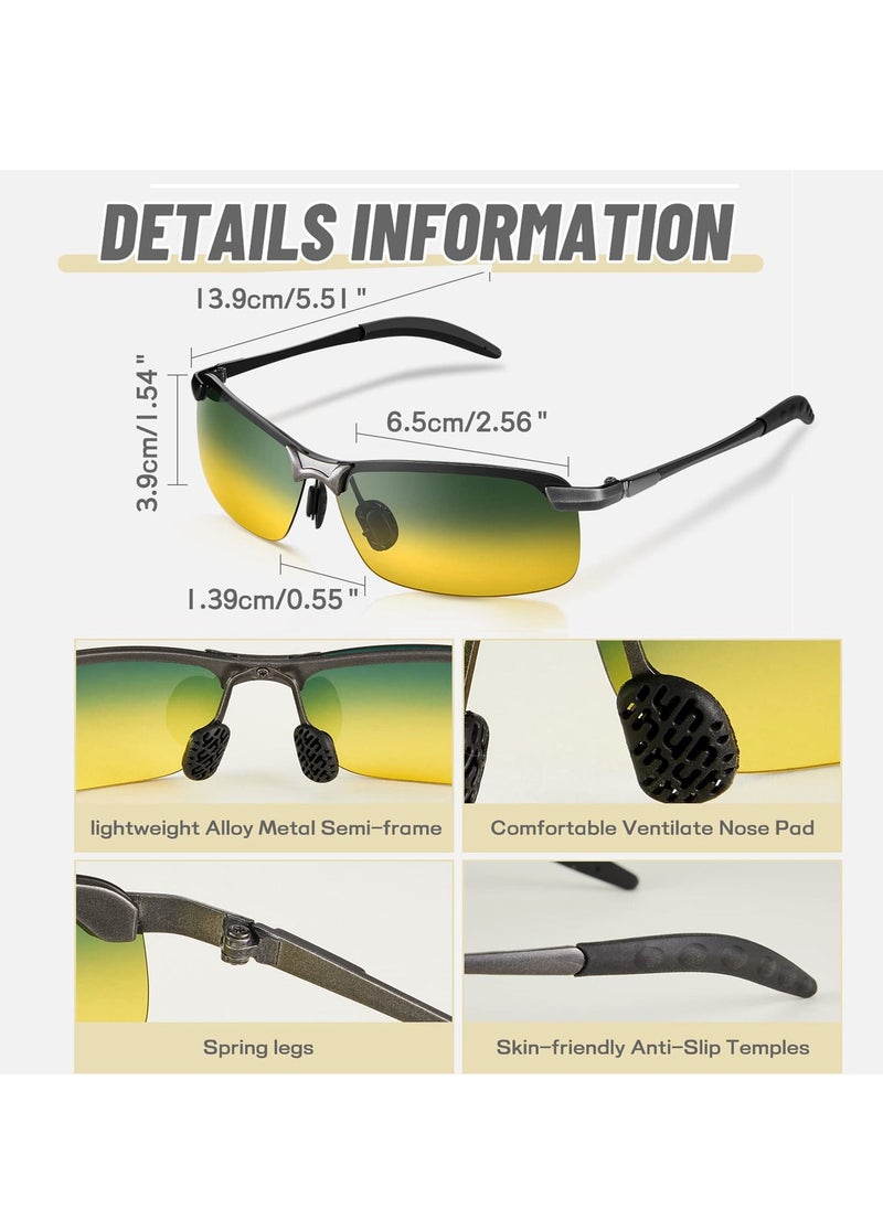 SYOSI - Polarized Sunglasses for Men 4PCS Night Driving Glasses Anti Glare Night Vision TAC Glasses Ultra-Light Sunglasses Polarized for Driving Fishing Outdoor Sports - Image 1