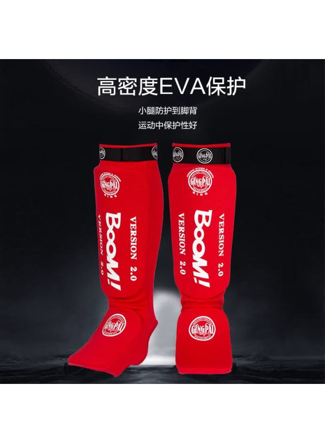 Competing pie Jingpai Muay Thai Leg Guards For Adults And Children, Boxing Training Knitted Shin And Calf Protection With Foot Strap, Black, Size S - Image 5