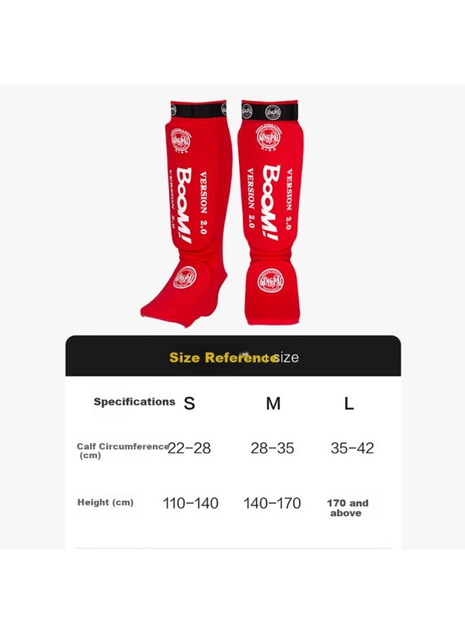 Competing pie Jingpai Muay Thai Leg Guards For Adults And Children, Boxing Training Knitted Shin And Calf Protection With Foot Strap, Black, Size S - Image 2