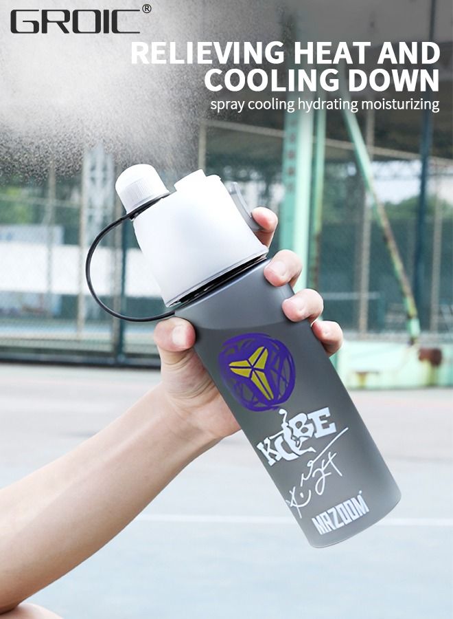 GROIC 600ml Outdoor Spray Water Bottle Portable Cooling Sport Spray Mist Squeeze Bottle for Sport Outdoor Activities,Water Bottle with Capacity Marker - Image 3