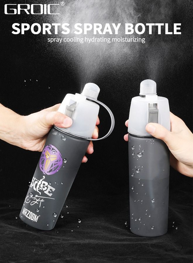 GROIC 600ml Outdoor Spray Water Bottle Portable Cooling Sport Spray Mist Squeeze Bottle for Sport Outdoor Activities,Water Bottle with Capacity Marker - Image 2