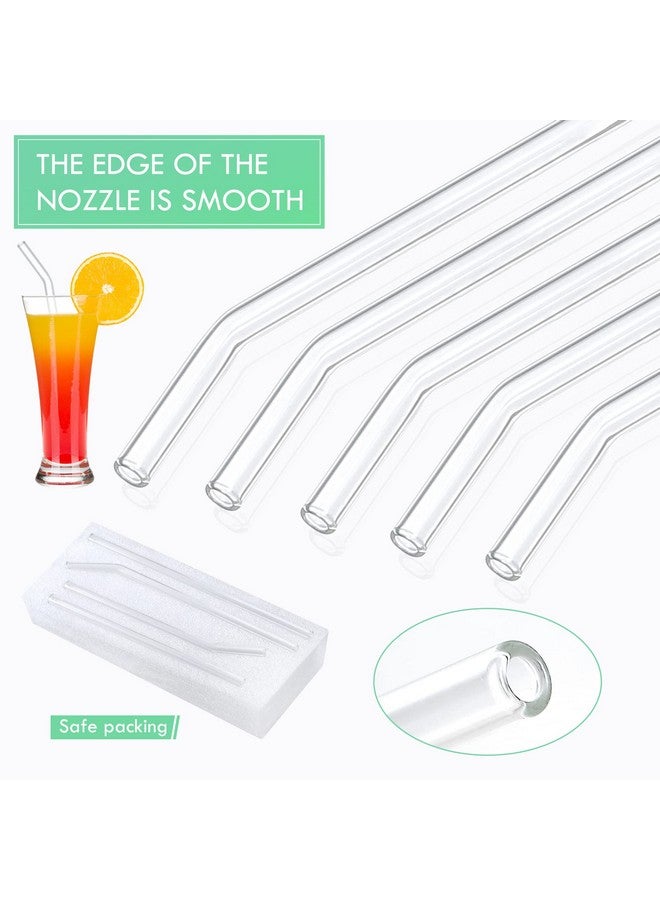Panleding 20 Pack Reusable Glass Straws and Brushes, Size 10''x10MM and 8.5''x10MM Each Including 4 Straight and 4 Bent, Clear Glass Drinking Straw with 4 Cleaning Brushes Perfect for Juice, Smoothies, Cocktail - Image 2