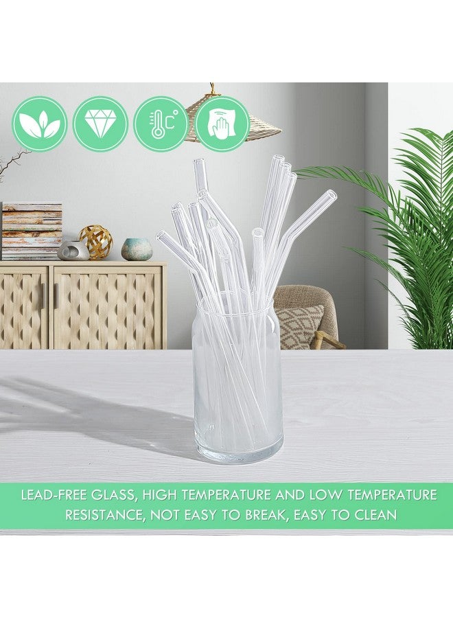 Panleding 20 Pack Reusable Glass Straws and Brushes, Size 10''x10MM and 8.5''x10MM Each Including 4 Straight and 4 Bent, Clear Glass Drinking Straw with 4 Cleaning Brushes Perfect for Juice, Smoothies, Cocktail - Image 3