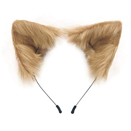 SMILETERNITY Handmade Fox Wolf Cat Ears Headwear Costume Accessories for Halloween Christmas Party Khaki - Image 1