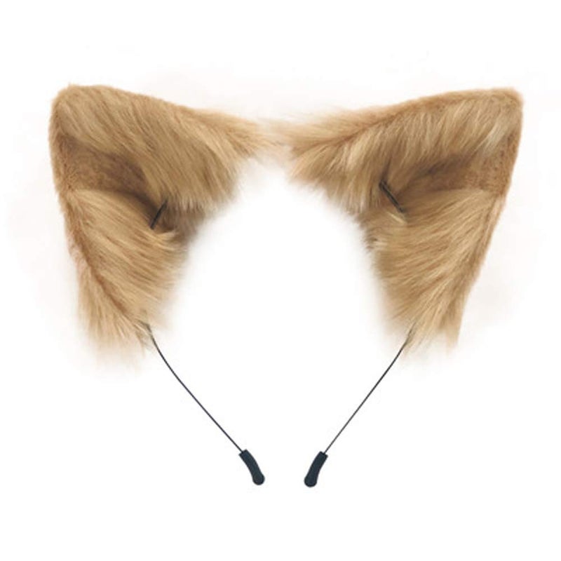 SMILETERNITY Handmade Fox Wolf Cat Ears Headwear Costume Accessories for Halloween Christmas Party Khaki - Image 2