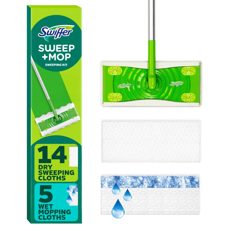 Swiffer مساحات سويفر 2 في 1 لتنظيف الأرضيات، منظف متعدد الأسطح جاف ورطب، مجموعة أدوات التنظيف والمسح، تشمل 1 ممسحة + 19 عبوة إعادة تعبئة، مجموعة مكونة من 20 قطعة - Image 1