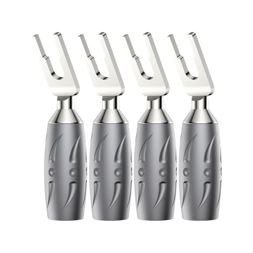 Viborg VS701R HiFi Speaker Spade Connectors, 4X Gold-Plated Pure Copper Y Spades 45 Degree with Screw Locking, Allen Wrench for Speaker Cord - Image 1