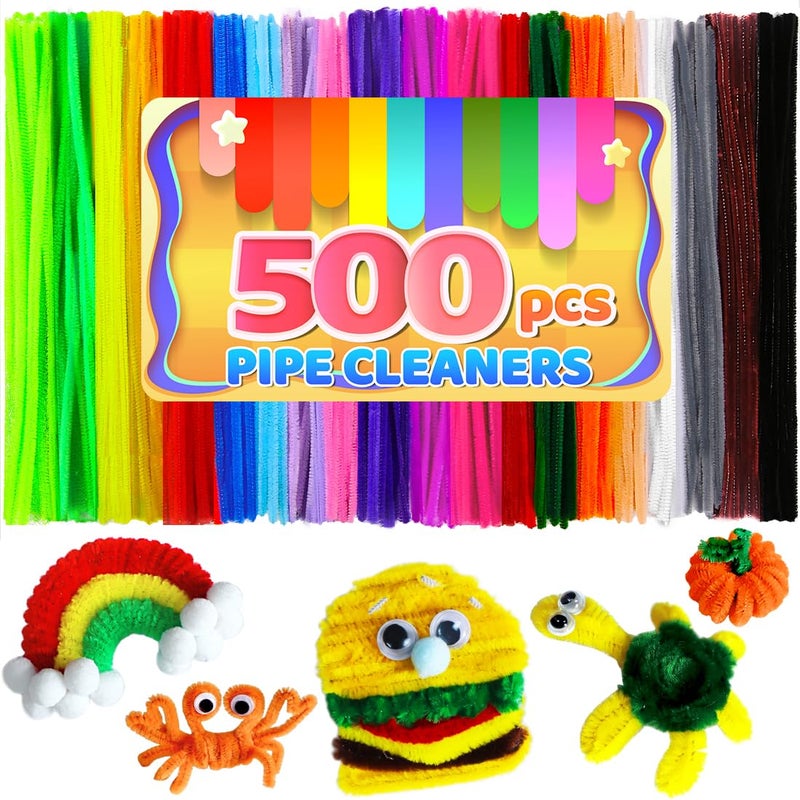 IOOLEEM Iooleem 500pcs Multi-Colored Pipe Cleaners, Chenille Stems, Pipe Cleaners for Crafts, Pipe Cleaner Crafts, Art and Craft Supplies.  - Image 1