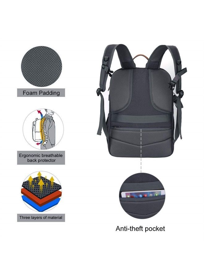 Mosiso Camera Backpack 17.3 inch, DSLR/SLR/Mirrorless Case with Laptop Compartment&Built-in Photography Insert Bag&USB-Charging Port&Rain Cover Compatible with Canon/Nikon/Sony/Laptop, Space Gray