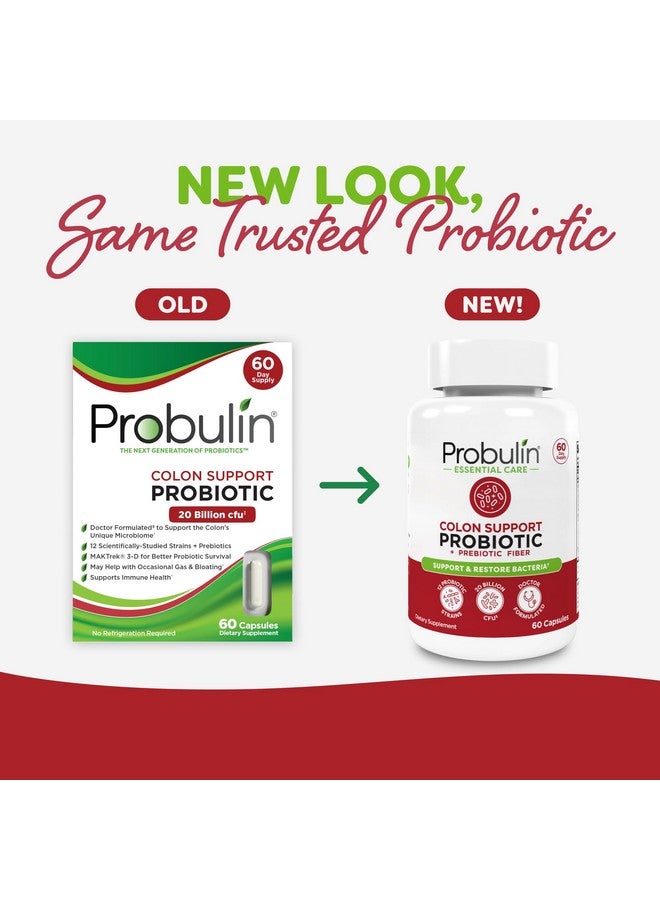 Probulin مكمل بروبيولين لدعم القولون، بروبيوتيك يومي، صحة الجهاز الهضمي والمناعة، كبسولات بروبيوتيك للرجال والنساء، 20 مليار وحدة تشكيل مستعمرة، نباتي، زجاجة تحتوي على 60 كبسولة - Image 2