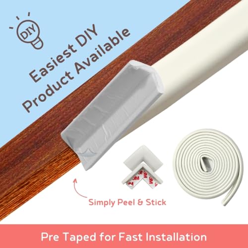 BabySafeHouse Edge Guard and Corner Protector – Extra Long 19ft (16.5ft Edge + 8 Pre-Taped Corner Guards) and Cow Shape Door Stopper (White Color) for Baby Proofing & Child Safety - Image 2