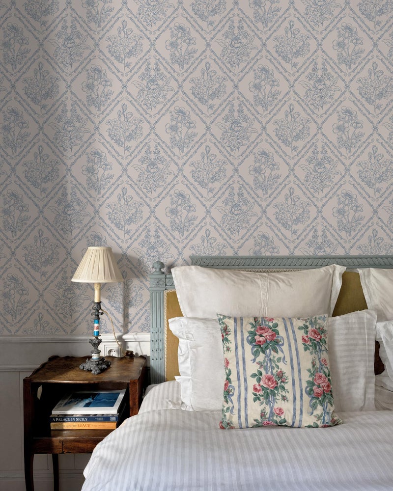 Toduso Peel and Stick Wallpaper Vintage Wall Paper Boho Contact Paper Blue Removable Wallpaper for Kitchen Bathroom Bedroom Floral Waterproof Self Adhesive Vinyl Drawer Decor 17.3"x393.7" - Image 3