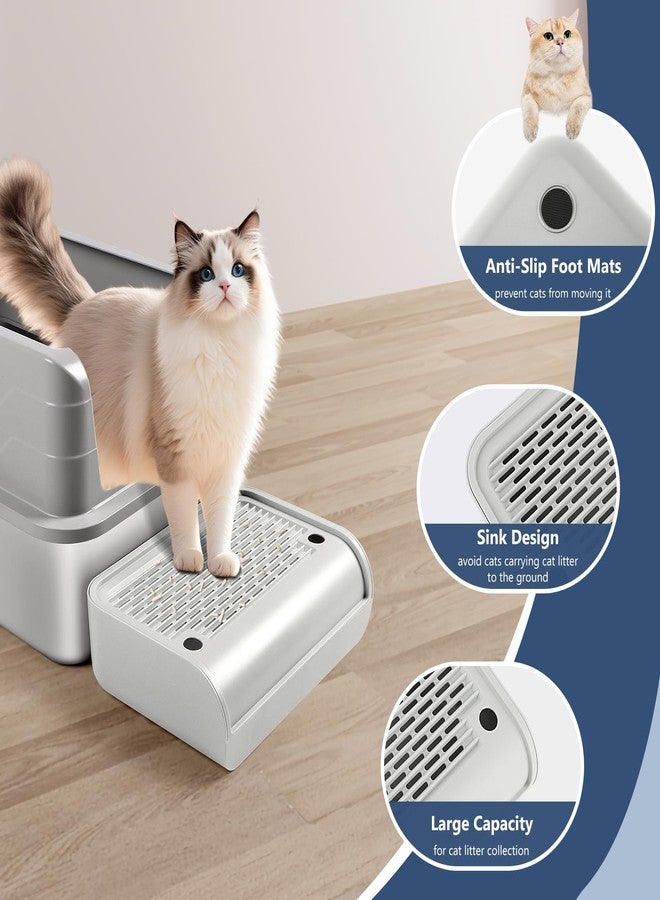 Lanstics Litter Box Step, Litter Box Ramp Grey Catcher with Filter Function Cat Steps for Litter Boxes Anti-Tracking & Easy to Clean, Ideal for Kitten & Elderly Cats (12" x8") - Image 3