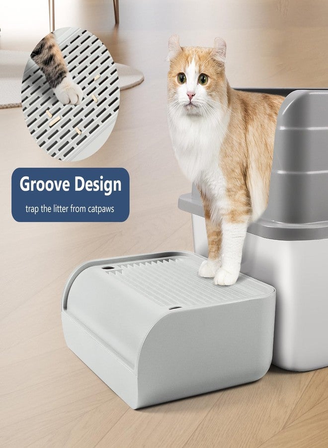 Lanstics Litter Box Step, Litter Box Ramp Grey Catcher with Filter Function Cat Steps for Litter Boxes Anti-Tracking & Easy to Clean, Ideal for Kitten & Elderly Cats (12" x8") - Image 4