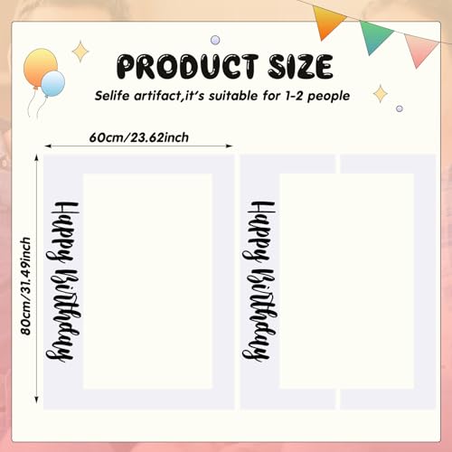 Beeveer 32 x 24 Inch Extra Large Happy Birthday Photo Booth Selfie Frame Props Picture DIY Cutouts Photo Backdrop Cardboard Props for Party Supplies FavorsHorizontalWhite - Image 3